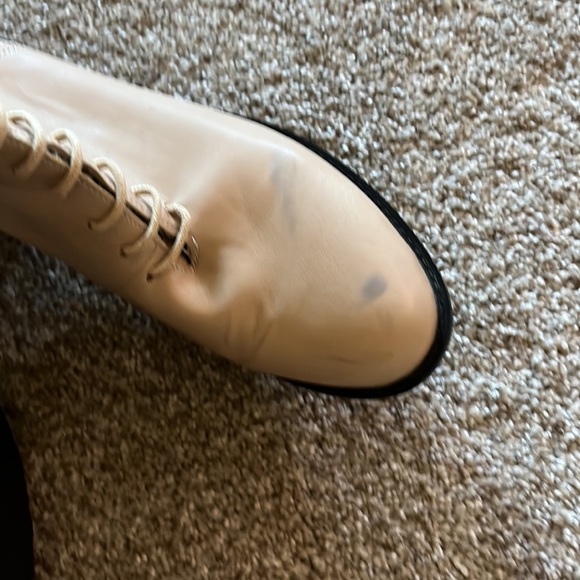 Cream beige ankle kid boots lace up front zip back - size 9 - Picture 7 of 7